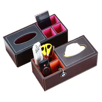 

New Fashion Home Pu Leather Large Anti-Moisture Rectangular Tissue Paper Napkin Box Case Household Office Holder