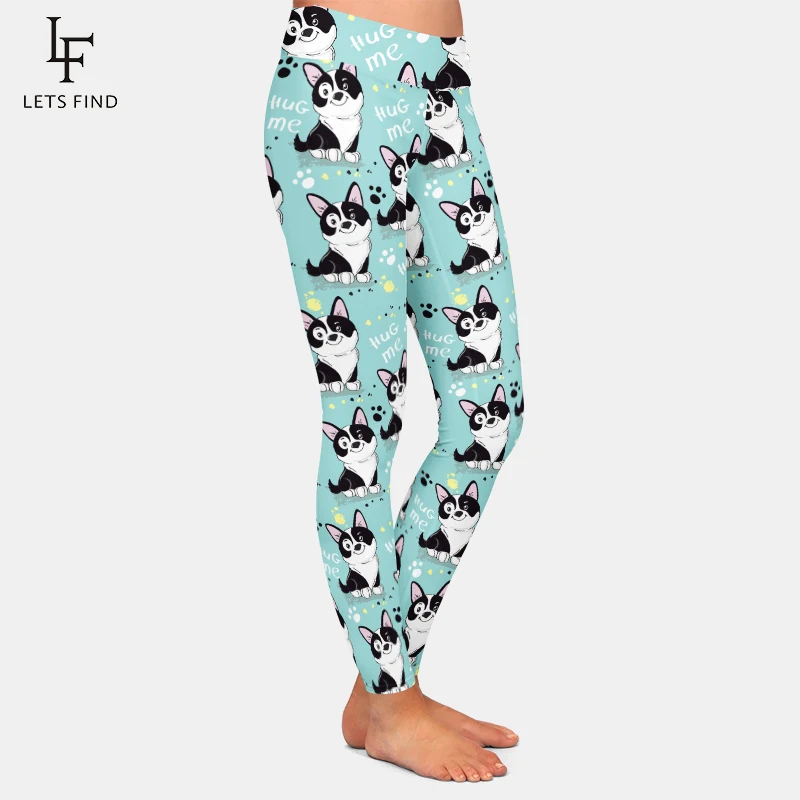 LETSFIND High Waist Women Leggings Fitness High Elastic Workout Leggings Cute Cartoon Dogs Print Female Push Up Trousers spanx pants