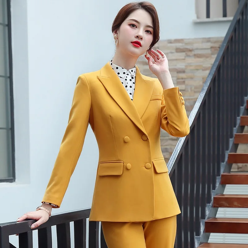 Women suits Slim spring Solid color jacket Pants 2-piece set OL Formal Business Women pants suits Woman set suits 369
