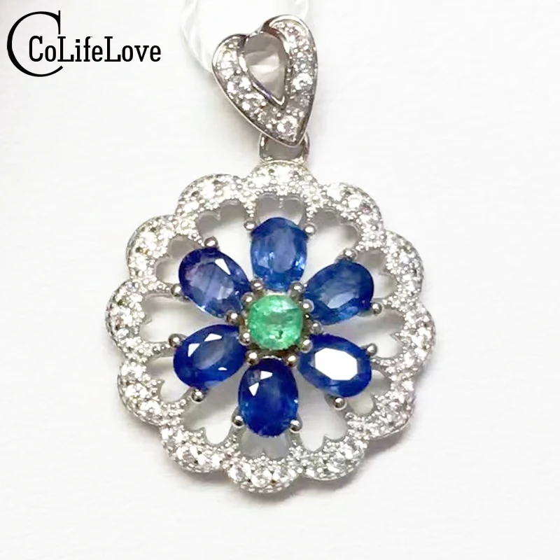 Винтажная Круглая Серебряная подвеска с драгоценными камнями 3*4 мм натуральный сапфир 3 мм Изумрудный твердый 925 сапфир Изумрудное Ожерелье Подвеска для вечерние
