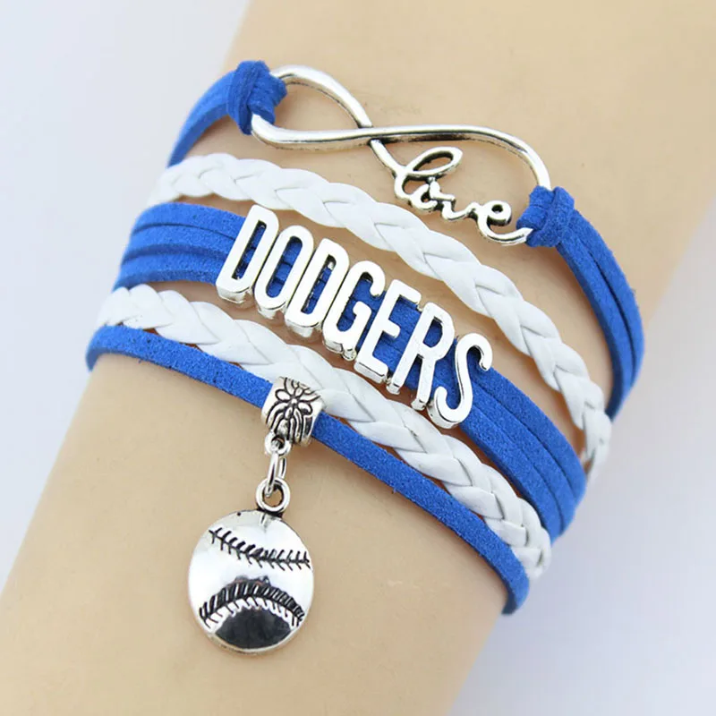 10 шт./лот Бесконечность любовь браслеты с надписью Dodgers Handamde Плетеный бейсбольный