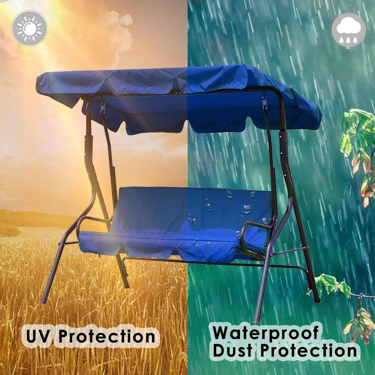 5 colores 3 asientos resistente UV jardín columpio silla cubierta sombra vela polvo/impermeable al aire libre patio hamaca tienda columpio cubierta superior 5 colores 3 asientos resistente UV jardín columpio silla cubierta sombra vela polvo/impermeable al aire libre patio hamaca tienda columpio cubierta superior