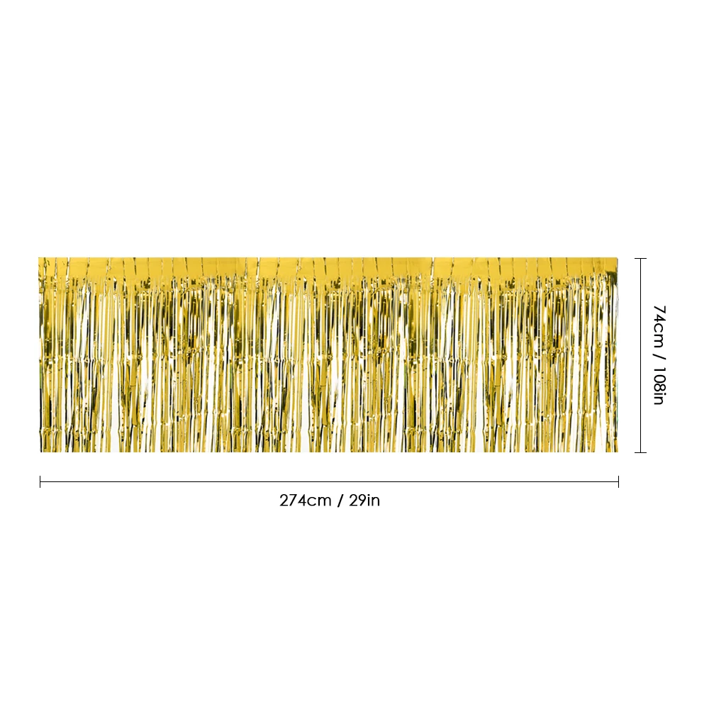 Блестящая настольная юбка из фольги с бахромой для украшения стола, для детской вечеринки, для свадьбы, рождественской вечеринки, 74*274 см