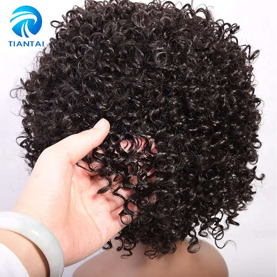 TIANTAI короткий Боб кудрявый парик их натуральных волос парики искусственные волосы одинаковой направленности волос Безглютеновые парики естественного цвета для черных/белых женщин
