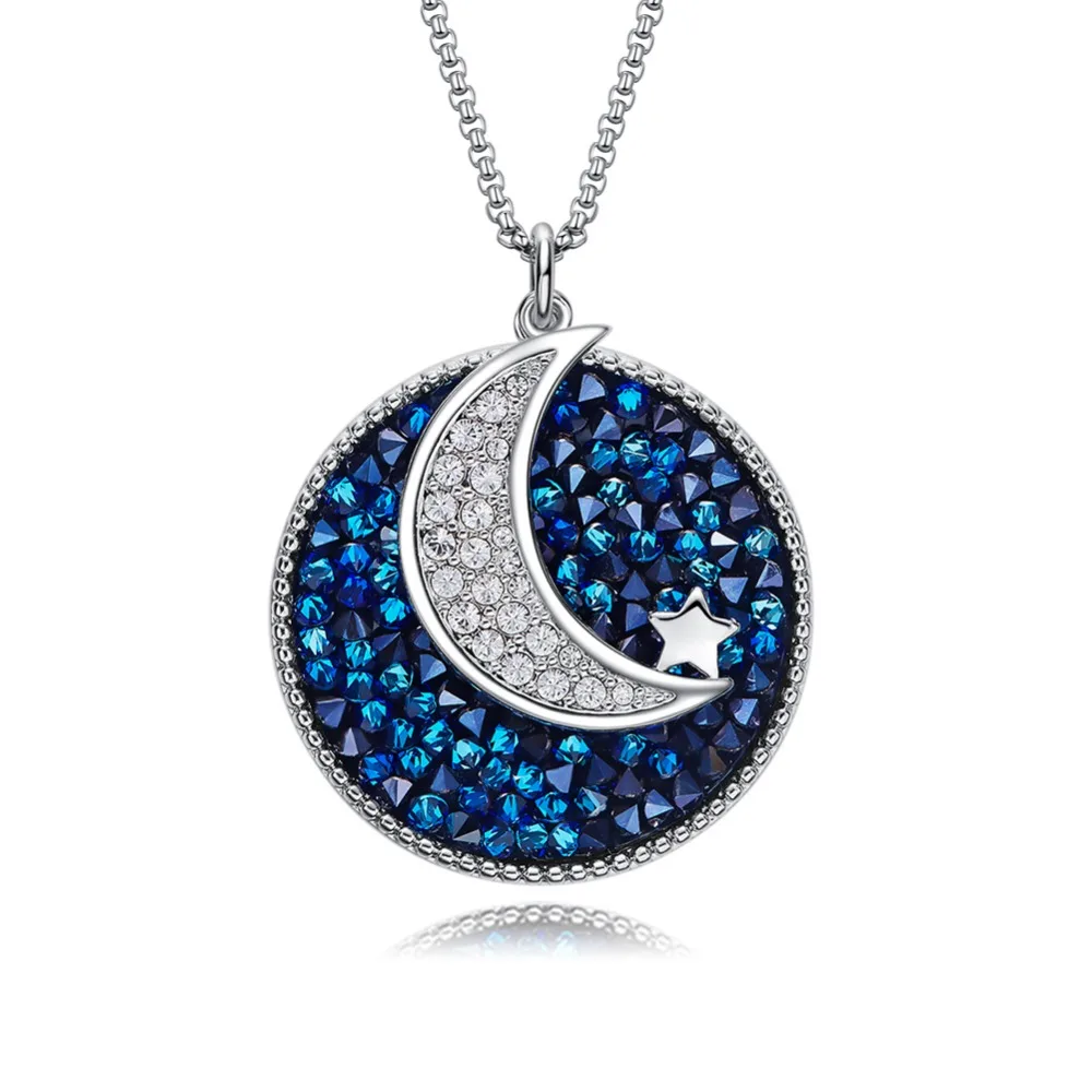 

PANDA100 S925 Sterling Silver Crystals from Swarovski Necklaces For Women Moon stars Jewelry Romantic gifts Necklace mom girls