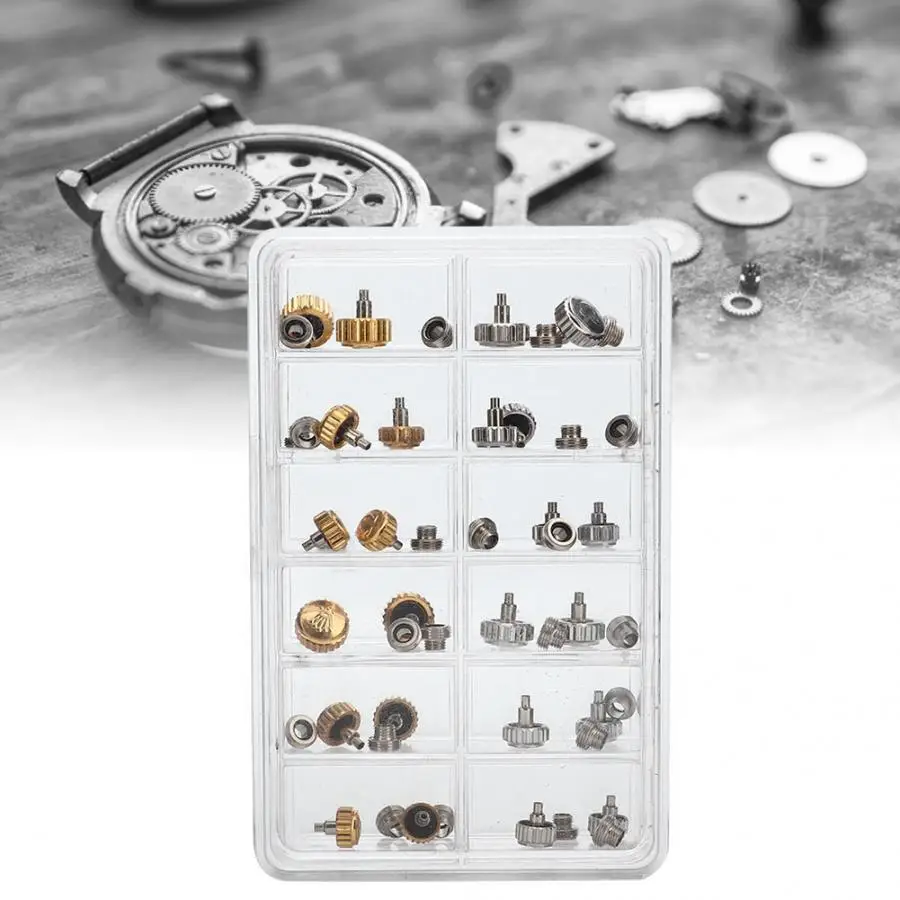 

Professional 40PCS Waterproof Watch Crown Parts Replacement Assorted Gold & Silver Watch Repair Tool Kit for Watchmaker c