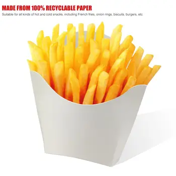 

100pcs Disposable White Fries Box Fried Chicken Burger Packaging Carton Oil-Proof Packing Box Kid's Snack Containers