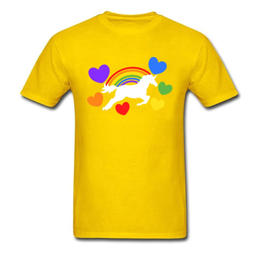 Unicorn Lover Printed On Autumn Pure Cotton Round Collar Mens Tops Shirt Printed Clothing Shirt Classic Short Sleeve T Shirts Unicorn Lover yellow