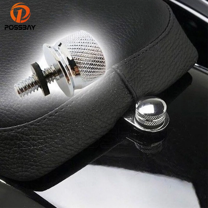 POSSBAY Chrome Billet CNC Knurled Seat Bolt For Harley Willy Fatboy