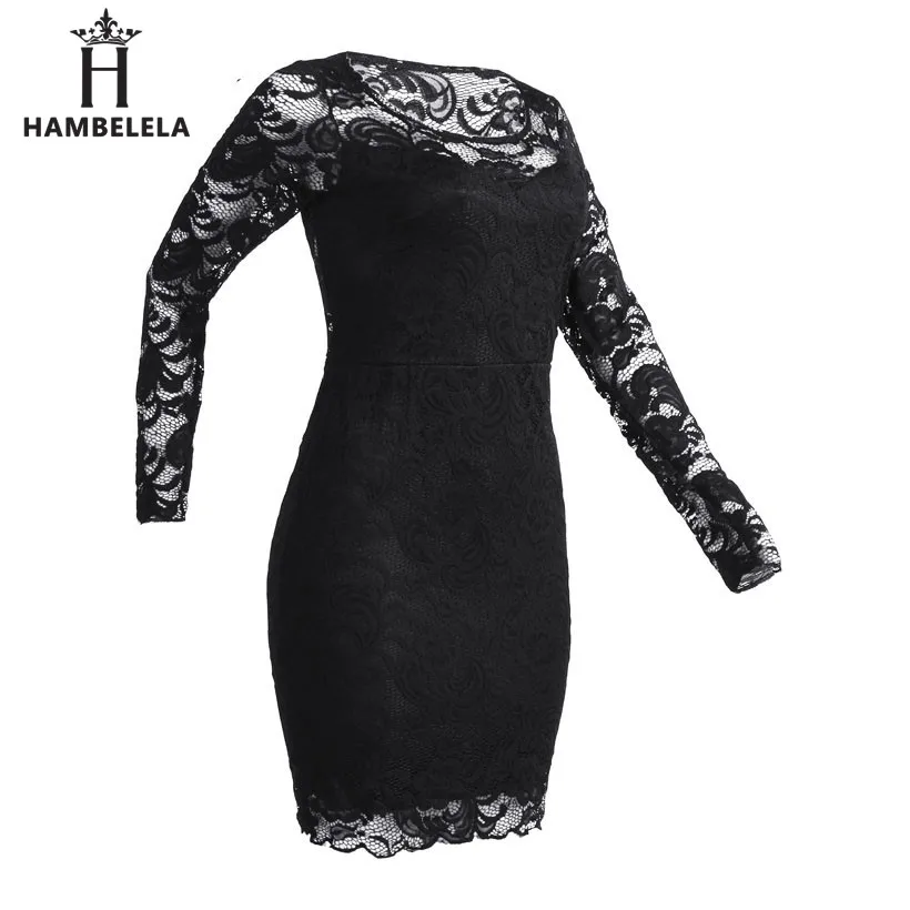 HAMBELELA Sexy Lace Mini Dress Women Casual Long Sleeve O-Neck Hollow Out Bodycon Dress Elegant Club Party Dress Women Vestidos (9)