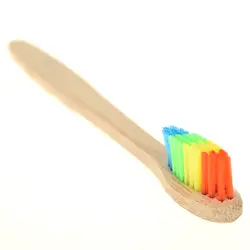 Деревянный Радужный бамбуковый очиститель зубных щеток с мягкой щетиной для ухода за полостью рта для взрослых