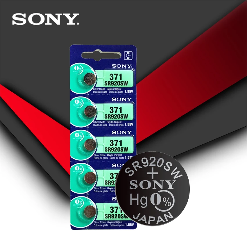 5 шт. sony 371 SR920SW 920 1,55 в батарея для часов SR920SW 371 Кнопка монетница Сделано в Японии