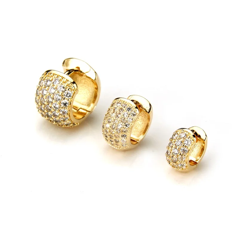 SUNSLL золотой цвет медные булавки многоцветный кубический цирконий 3 размера серьги-кольца женские модные вечерние ювелирные изделия Cobre CZ Brincos