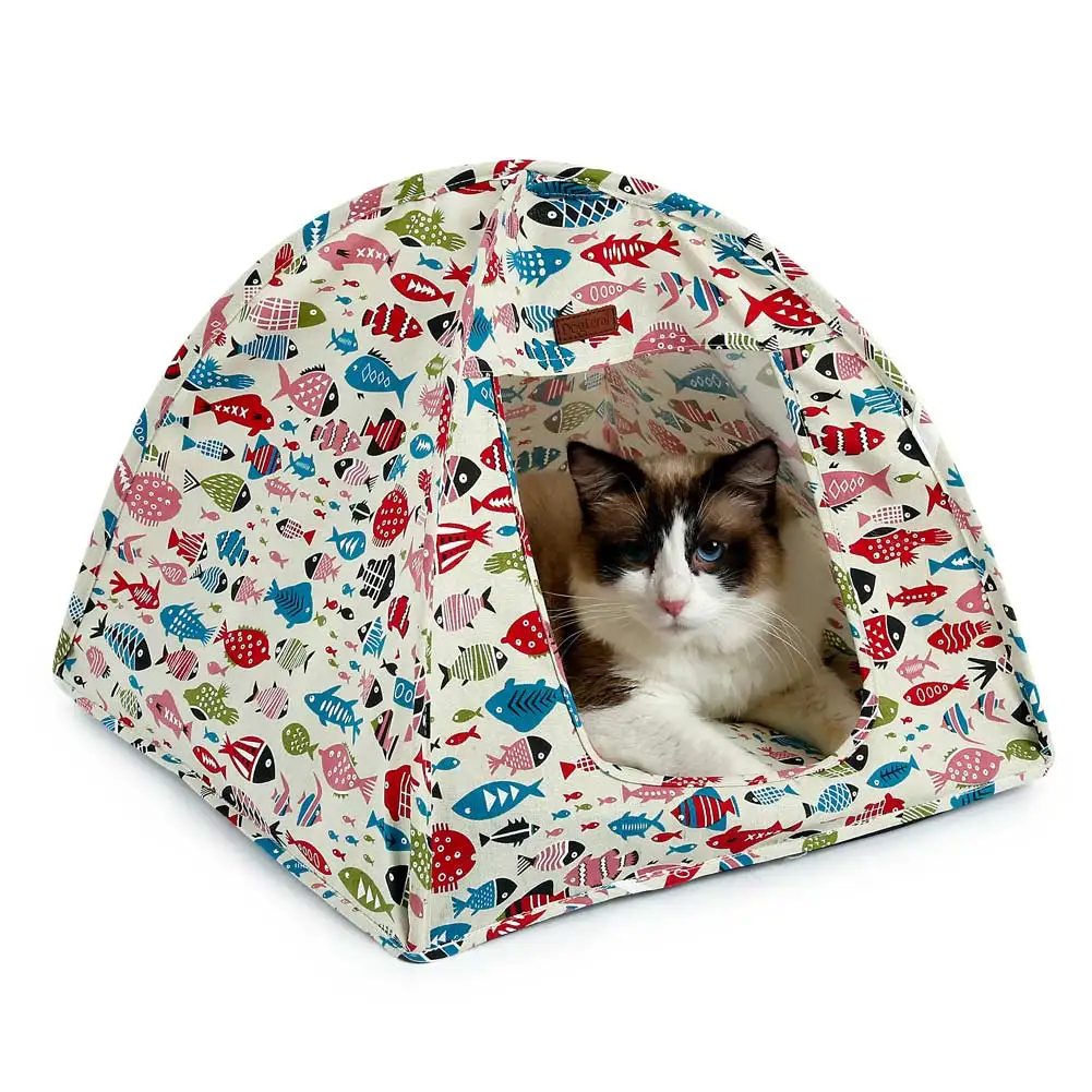 

Cats Hammocks Bed Reversible 2 Sides Small Pet Hammock Pure Cotton Fish Pattern Hanging Bed Best Price