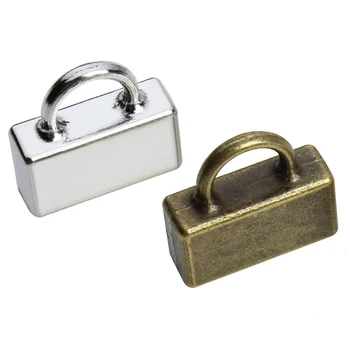 

20pcs Antique Bronze/Silver Color Metal End Caps Fitting 10*2mm Flat Leather Cord Bracelet Necklace Connectors Jewelry F3769