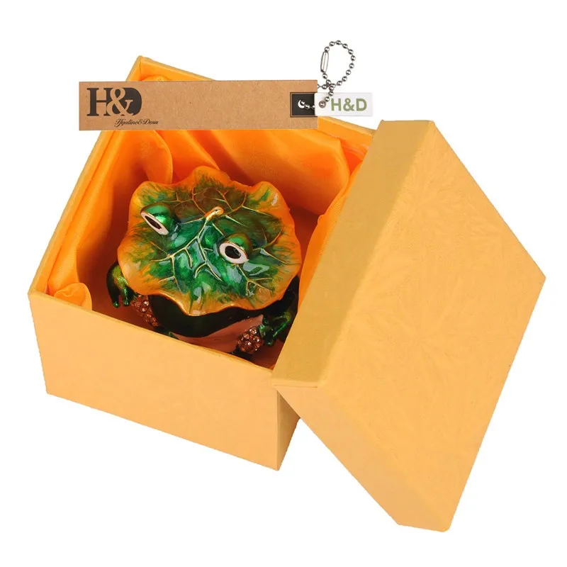 H& D 2,5 дюймов лягушка безделушка коробки шарнирное кольцо держатель, Bejeweled драгоценные Драгоценности коллекционные животные ювелирные изделия безделушки Коробки Подарки для женщин/девушек