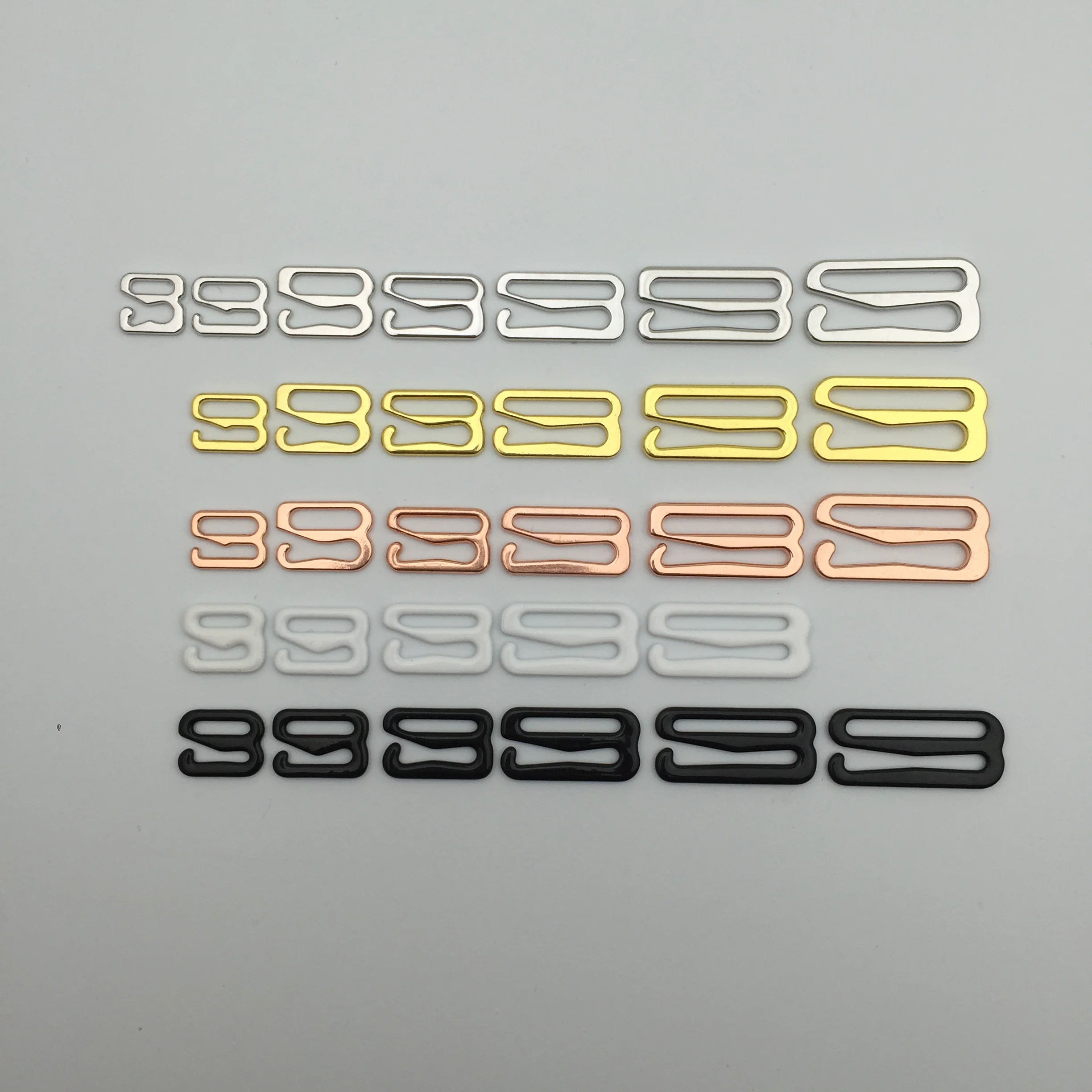 

Free shipping 200 pcs / lot Nickel plated bra silver hook 6mm~20mm