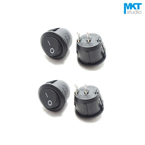 

100Pcs Black 2 Pins 2 Positions ON/OFF SPST Cylindrical Circular Miniature Electrical Boat Rocker Switch