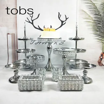 

3 Tier Birthday And Wedding Cupcake Dessert Display Plate Crystal Decoration Set Metal Pop Cake Stand Or Rack