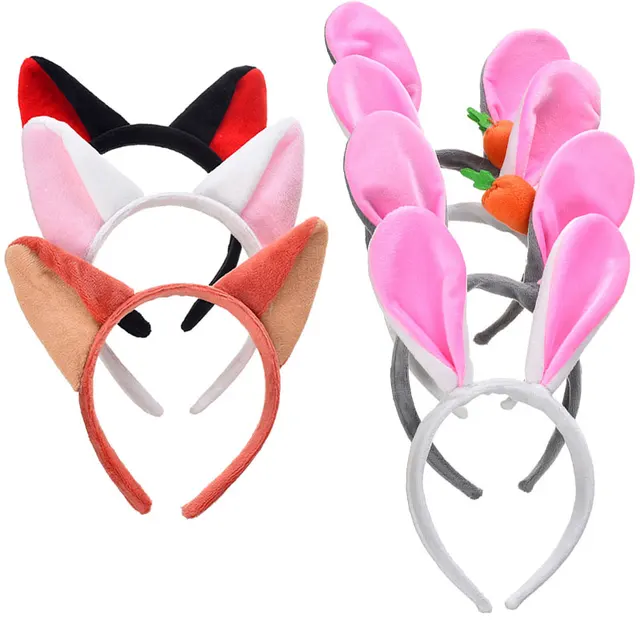 M MISM New Fox Rabbit Ears Fluff Hair Bands Soft Cute Headband Hair Accessories Hair Hoop For Women Girls Kids Party