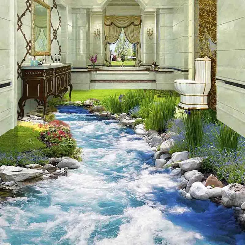 Современный Стикеры 3D половой коврик из ПВХ обои самоклеящиеся пол Mural цветок