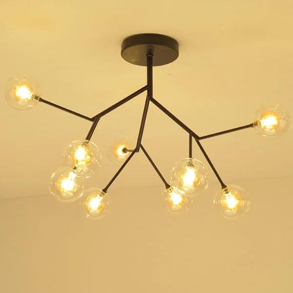 Современный подвесной светильник в скандинавском стиле с стеклянным шаром для гостиной, креативный дизайнерский светильник для ресторана, спальни, модная художественная Подвесная лампа - Цвет корпуса: B-9heads ceiling