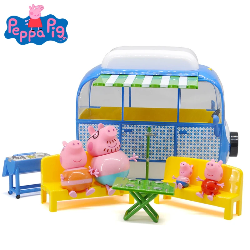 

Original Peppa Pig Big Camper Car Toys Set Action Figures Dolls Cartoon Family George Friends High Quality Model Toys Kids Gift