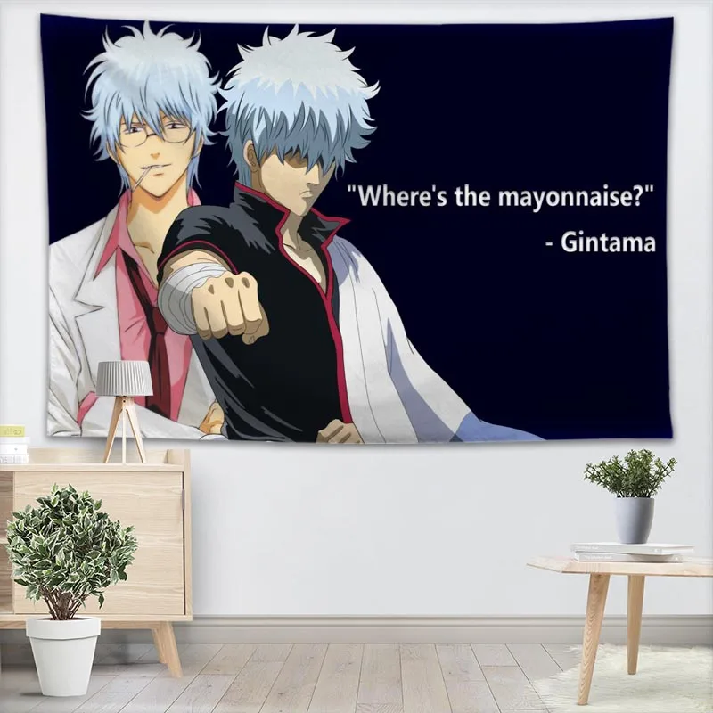Gin Tama Wall Tapestry Customizable Your Pattern Yoga Office Sofa Bedspread For Kids Room College Dorm Decoration | Дом и сад