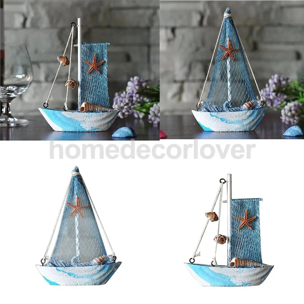 

2Pcs Nautical Seaside Beach Decorative Sea Ocean Ships Boat Ornament Figurines Model Tabletop Party Decor