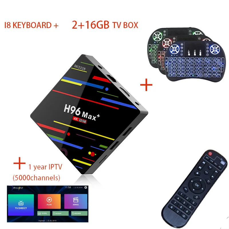 2g 16g 1year iptv i8 IP tv H96 MAX Plus Android 9,0 ТВ приставка 4 ГБ/64 Гб ТВ приставка 2,4G/5G Wifi H.265 4K 1080P USB 3,0 телеприставка vocie Управление ТВ приставка pk x96 - Цвет: 2g 16g 1year iptv i8