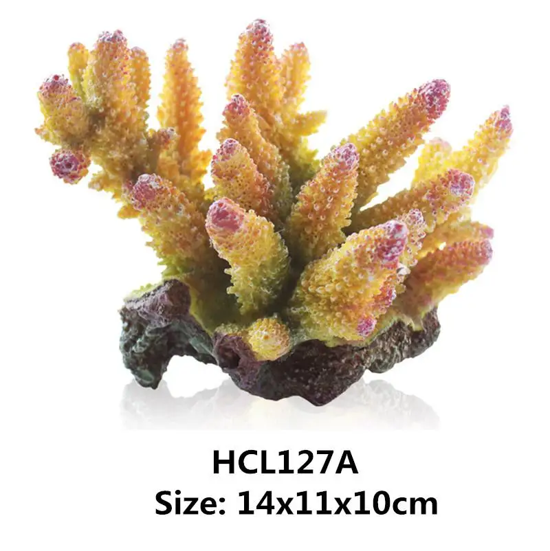 Искусственный коралл из смолы, украшение для аквариума, украшение для аквариума, коралловый риф, украшение для аквариума, Коралловое растение - Цвет: M yellow