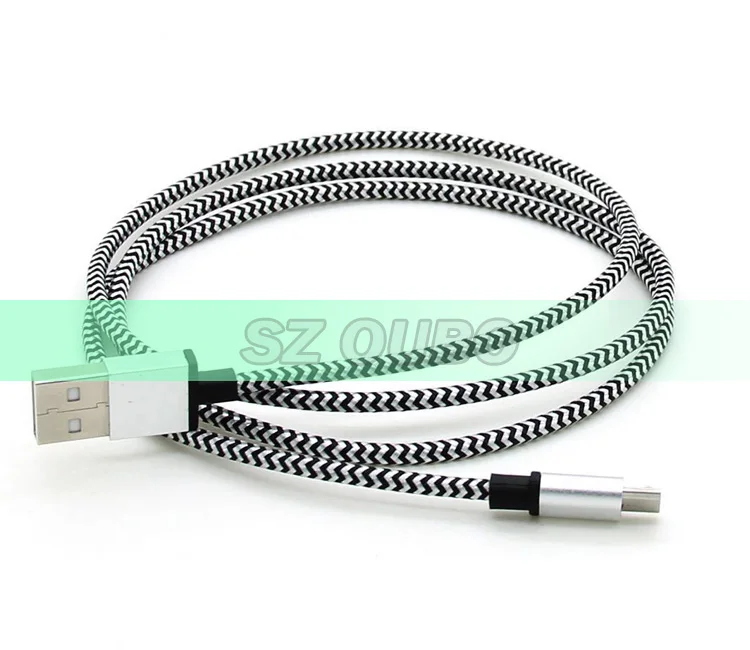 2016 new dual color metal interface nylon data sync mirco usb cable usb charging chargers for Samsung S6 phones (1)