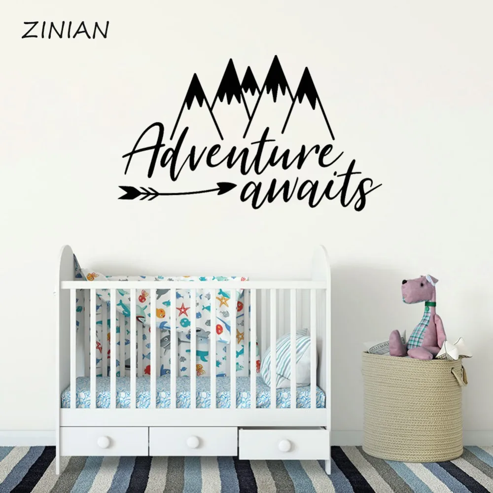 Adventure Awaits Wall Sticker Mountain Arrow Vinyl Wall Art Decal