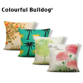 

Plant Oil Painting Cushions Green Palm Tree Forest Weed Pillowcases Four Seasons Throw Pillow 18 Inch Polyester / Linen Warm