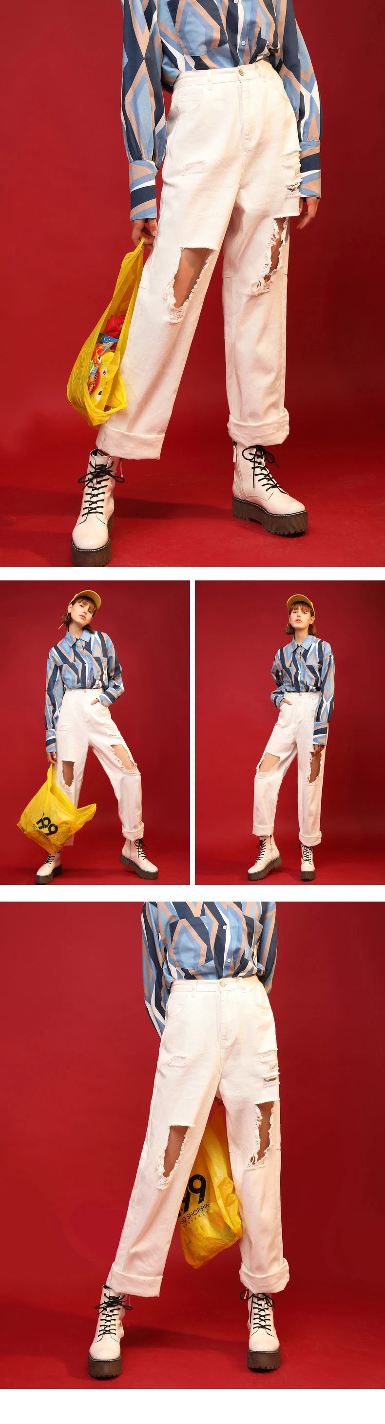 Toyouth 2019 Весна для женщин Брюки Мода страйт белый цвет свободные штаны Новое поступление женские Высокая талия мотобрюки
