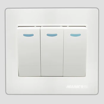 

Universal 3 Gang 2 Way Push Button Safety Steel Frame Wall Switch Triple Panel Three Open Single Control Panel 250V 10A