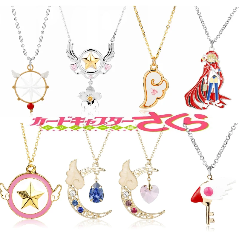 

Card Captor Sakura Necklace Women Girl Fashion jewelry Star Wings Pendants Necklaces Choker Sweet Accessories Gift
