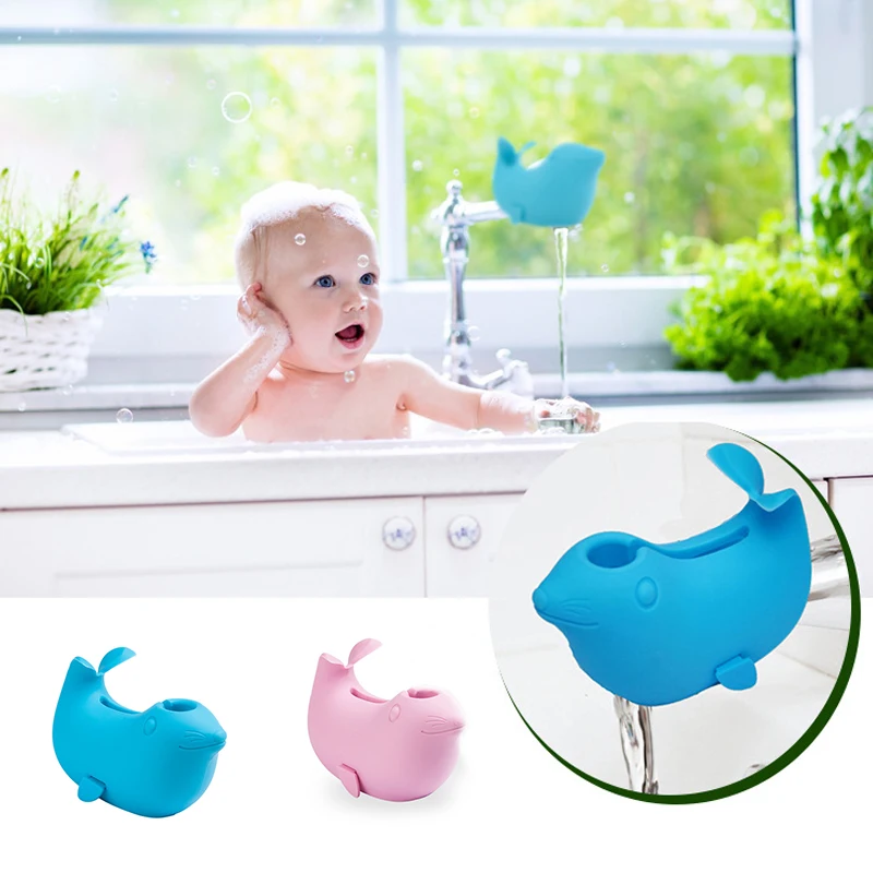 Sea lions silicone faucet anti collision sets of baby bath protection