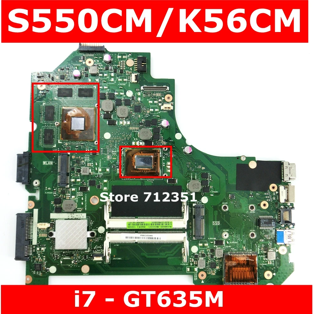 

S550CM K56CM i7 CPU GT635M 2GB Mainboard For ASUS S56C S56CM S550C S550CM K56CB K56C K56CM laptop Motherboard 100% Tested