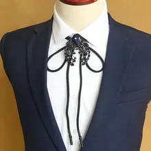 Мужские и женские ковбойские галстуки в Западном и американском стиле, аксессуары для галстука Боло, элегантные свадебные галстуки для жениха, стразы из сплава с кристаллами, галстук-бабочка на шею