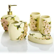 Принадлежности для ванной комнаты, Европейский резиновый набор для ванной комнаты из пяти частей, американский набор для мытья посуды с черным чайным цветком LO726241