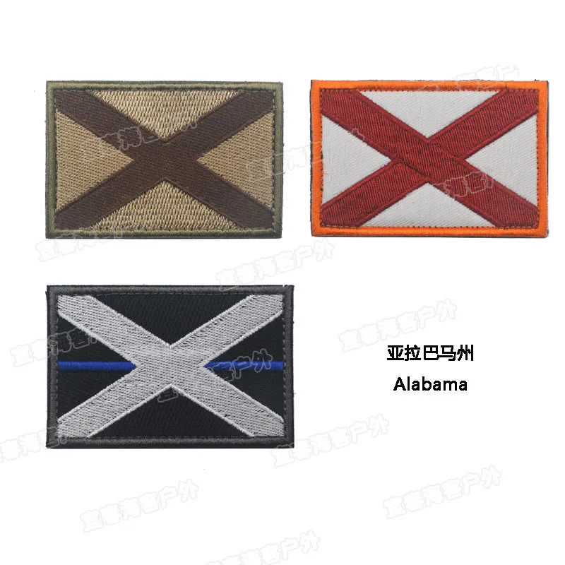

Alabama Embroidery Patches Badges Emblem military Army 8cm DIY Accessory Hoop and Loop Tactical Morale States of America USA