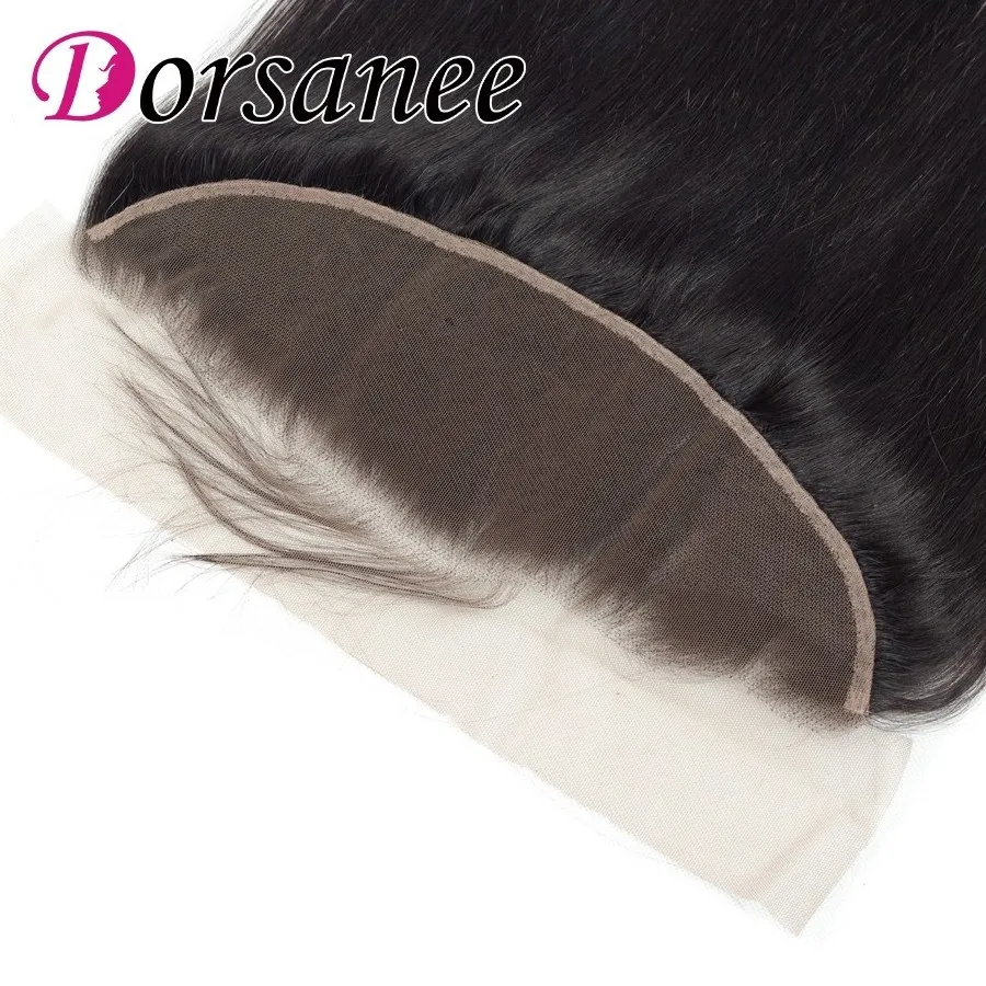 Dorsanee Brazilian Straight Lace Closure 134 Human Hair Weaves 8 to 20 Non Remy Hair Swiss Lace Frontal Natural Hairline 1B# (11)