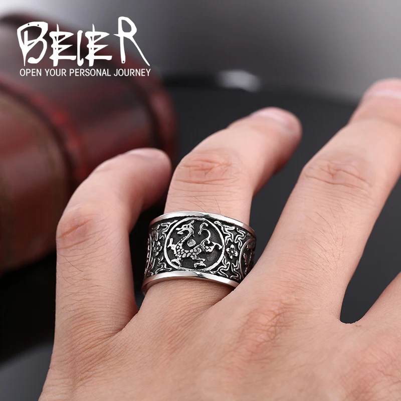 Beier новинка четыре древних животного человек нержавеющая сталь китайский стиль