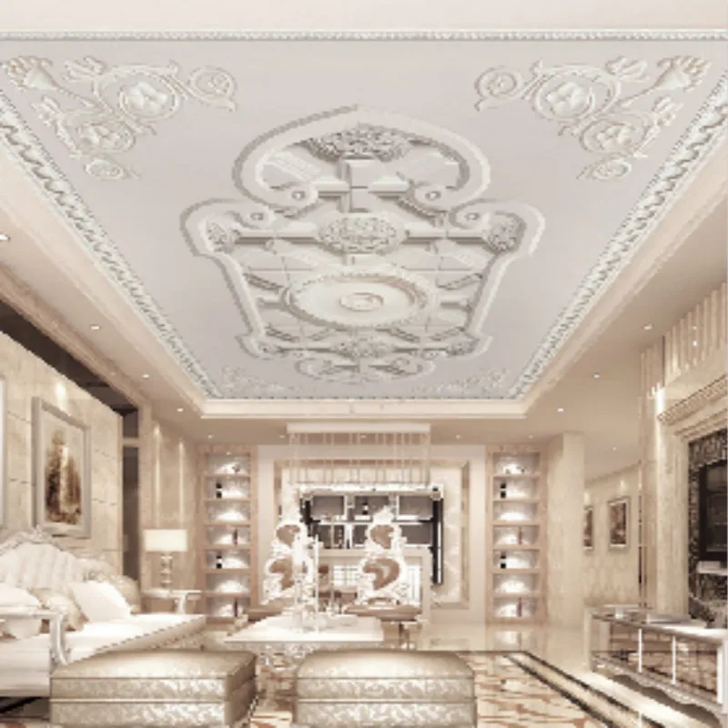 European custom wallpaper carved plaster ceiling imitation modern minimalist bedroom ceiling 3D stereo roof wallpaper picture European custom wallpaper carved plaster ceiling imitation modern minimalist bedroom ceiling 3D stereo roof wallpaper picture