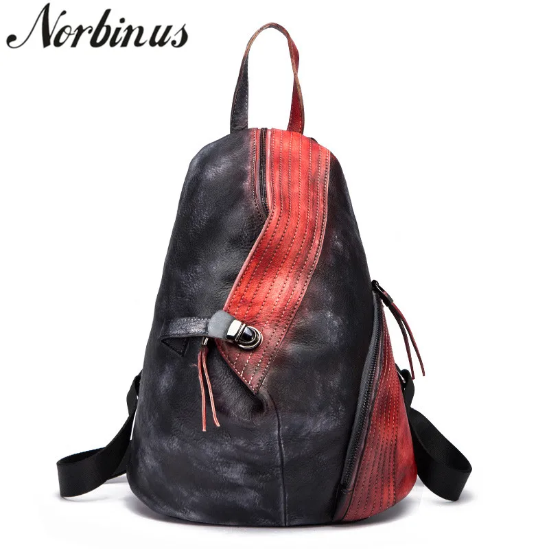 

Norbinus Vintage Unisex Rucksack Travel Daypack Casual School Bags For Teenager Girls Cowhide Women Genuine Leather Backpack New