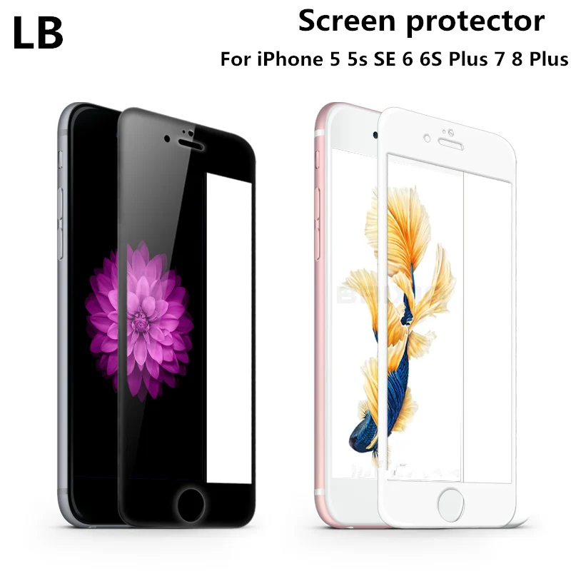 Полное покрытие белого и черного закаленного Стекло Экран протектор для iphone 8 7 Plus