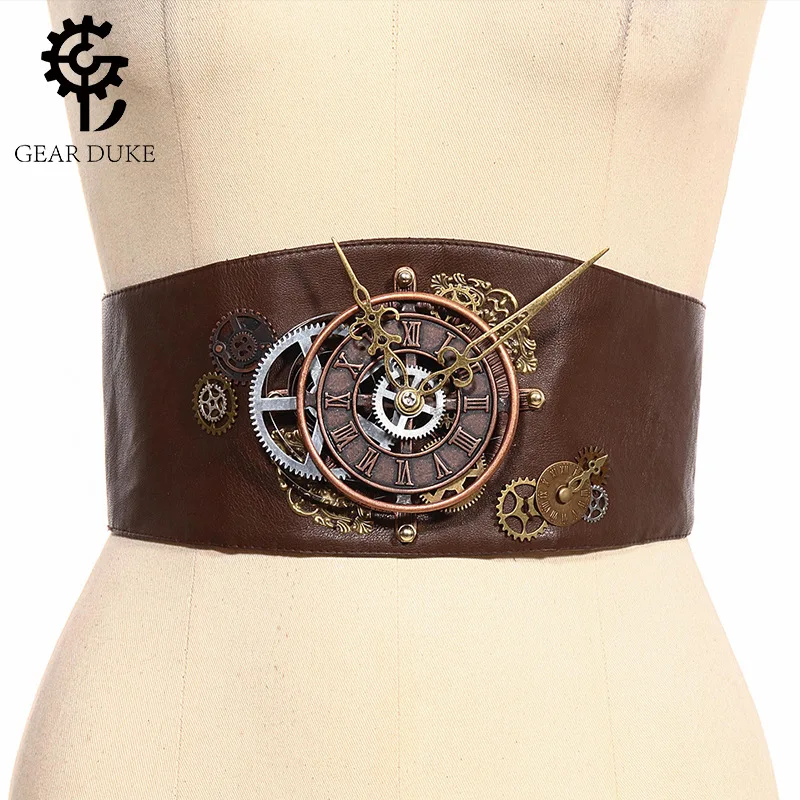 

GearDuke Vintage Gothic Steampunk Women decorative belt versatile belt Corset Belt Women's Waist Trimmed Brown Leather Harness