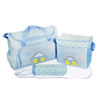 

4PCS/Set Mother Print Bag Baby Diaper Bags Sets Multifunctional Baby Nursing Nappy Bag For Mom Organizer
