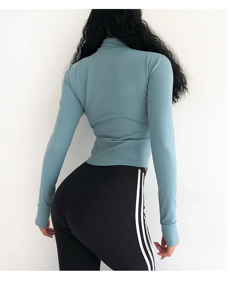 Куртка для бега для Для Женщин Йога молнии с длинным рукавом спортивная куртка Фитнес спортивные Для женщин 'S Костюмы быстросохнущая куртка Для женщин Спортивная